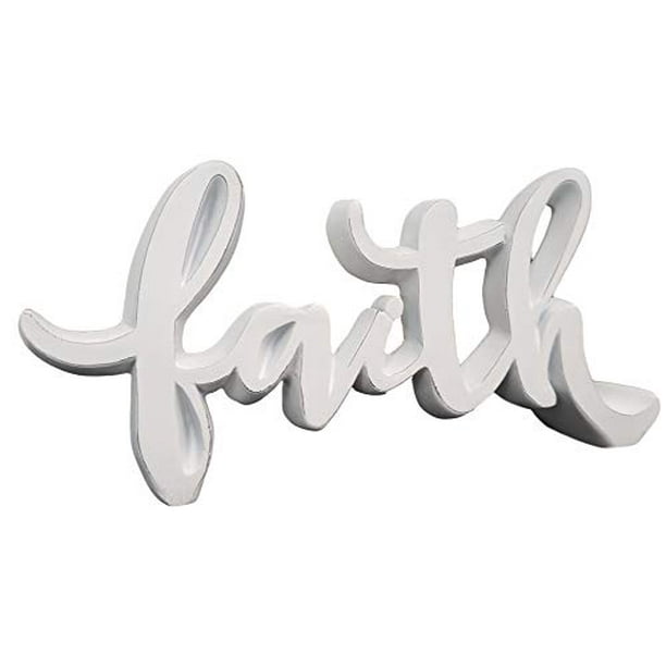 Distressed Script Resin Tabletop Word Decor Faith Birch & Bliss 6.75" x 3" Distressed Script Resin Tabletop Word Decor Faith Birch & Bliss 6.75" x 3"